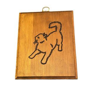 🥳 5/$35!🥳 Vintage Handmade Wooden Cat Plaque